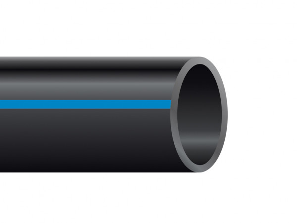 PE-Rohr 75mm x 6,8mm PE-HD PN16 schwarz/blau 100m Rolle